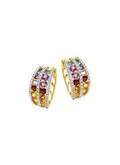 Multicolor Klappcreolen mit Edelsteine und Brillanten