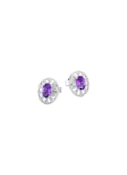 Ohrstecker mit echt Amethyst und synth. Zirkonia