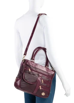 Patchwork-Tasche mit abnehmbarem Umhängeriemen
