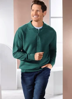 Polopullover mit kurzer Knopfleiste in 3 Farben