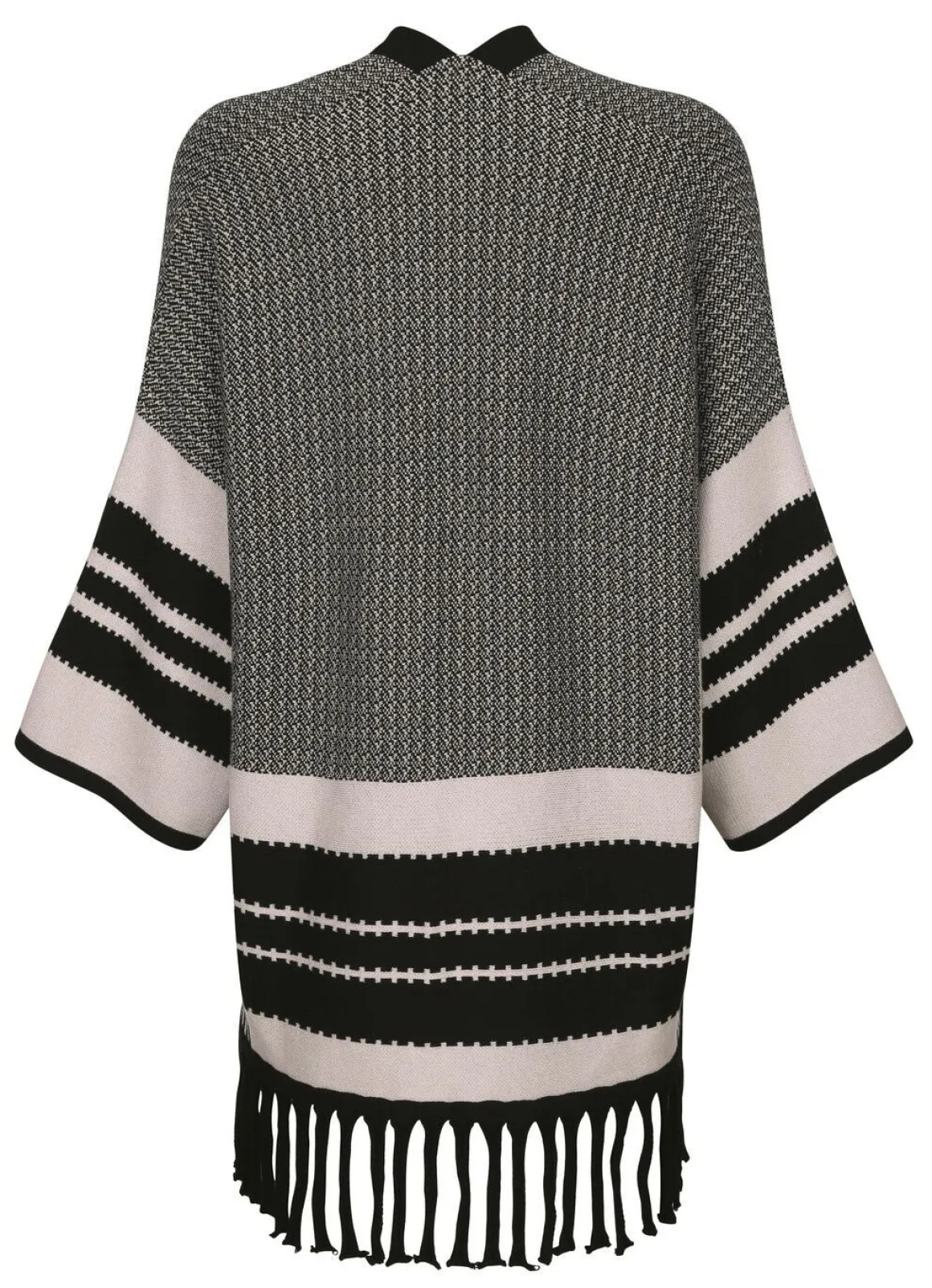Poncho-Strickjacke in Jacquard-Dessin