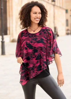 Poncho-Tunika mit eingearbeitetem Top