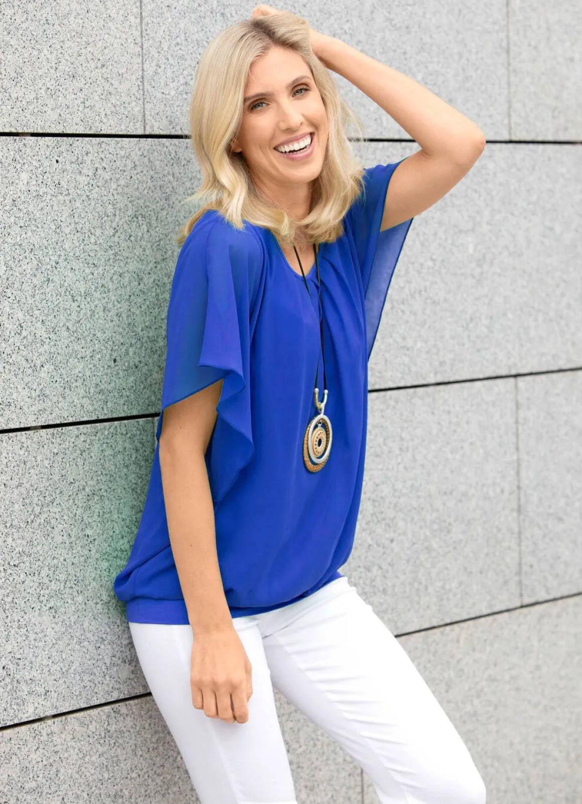 Poncho-Tunika mit eingearbeitetem Top