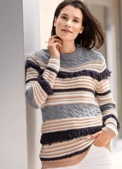 Pullover in aufwendigem Strickmix mit Alpaka