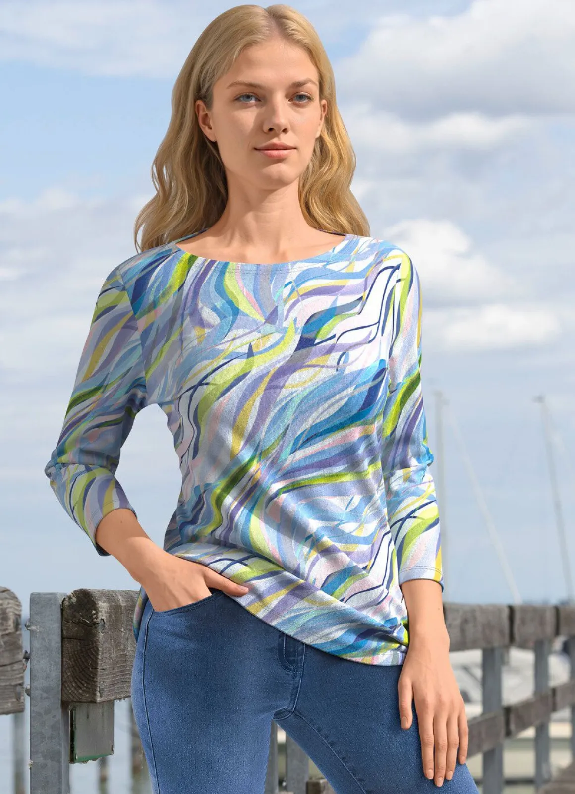 Pullover in Feinstrick mit Alloverdruck