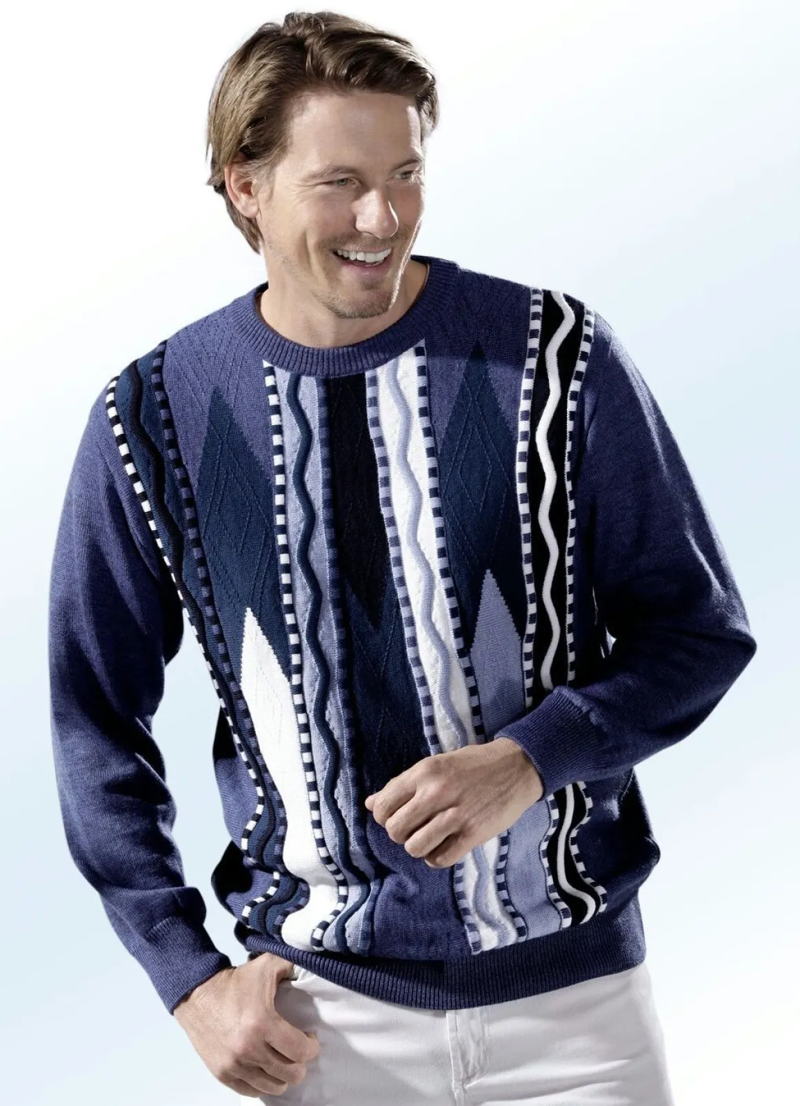 Pullover mit aufwendigem Intarsien-Dessin