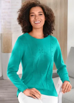 Pullover mit aufwendiger Strukturblüte