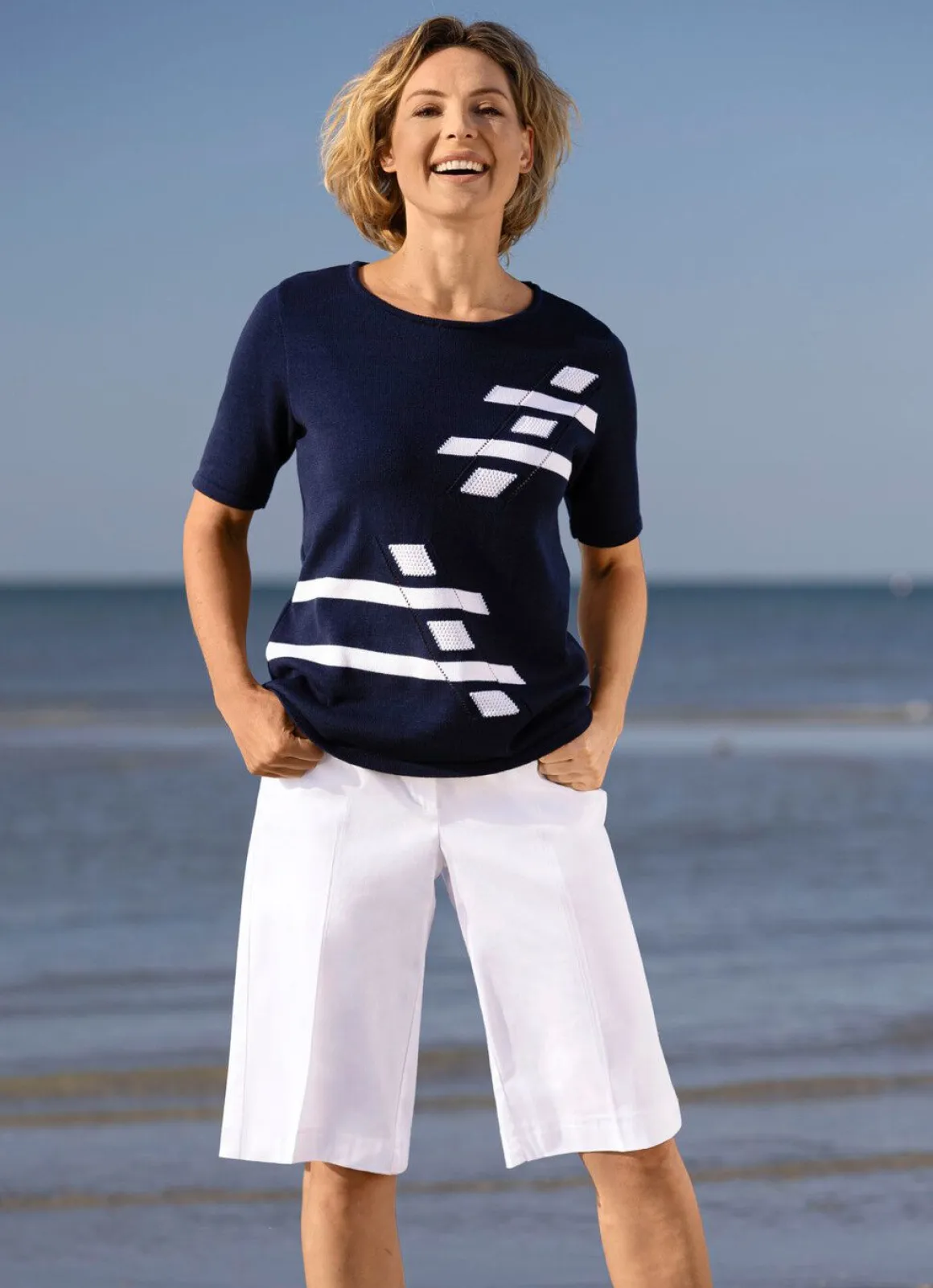Pullover mit Intarsien-Vorderteil