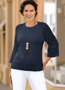 Pullover mit Raglanärmeln in Ajourdessin