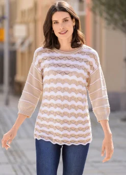 Pullover mit Ringeldessin und Wellenoptik