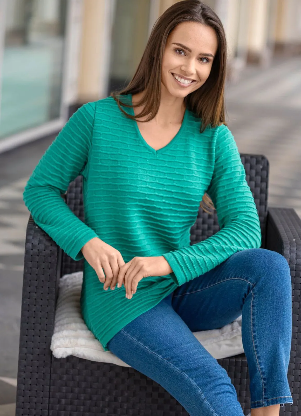 Pullover mit Strukturstreifen