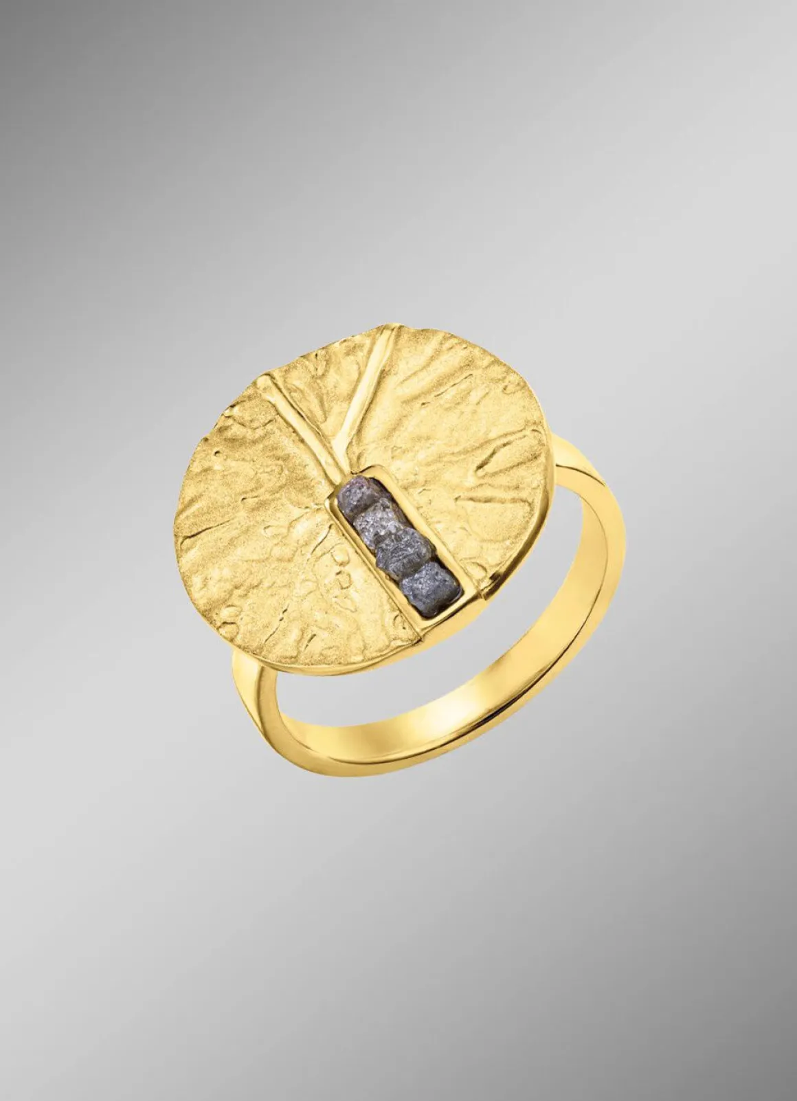 Pure Eleganz:Damenring mit 4 Roh-Diamanten