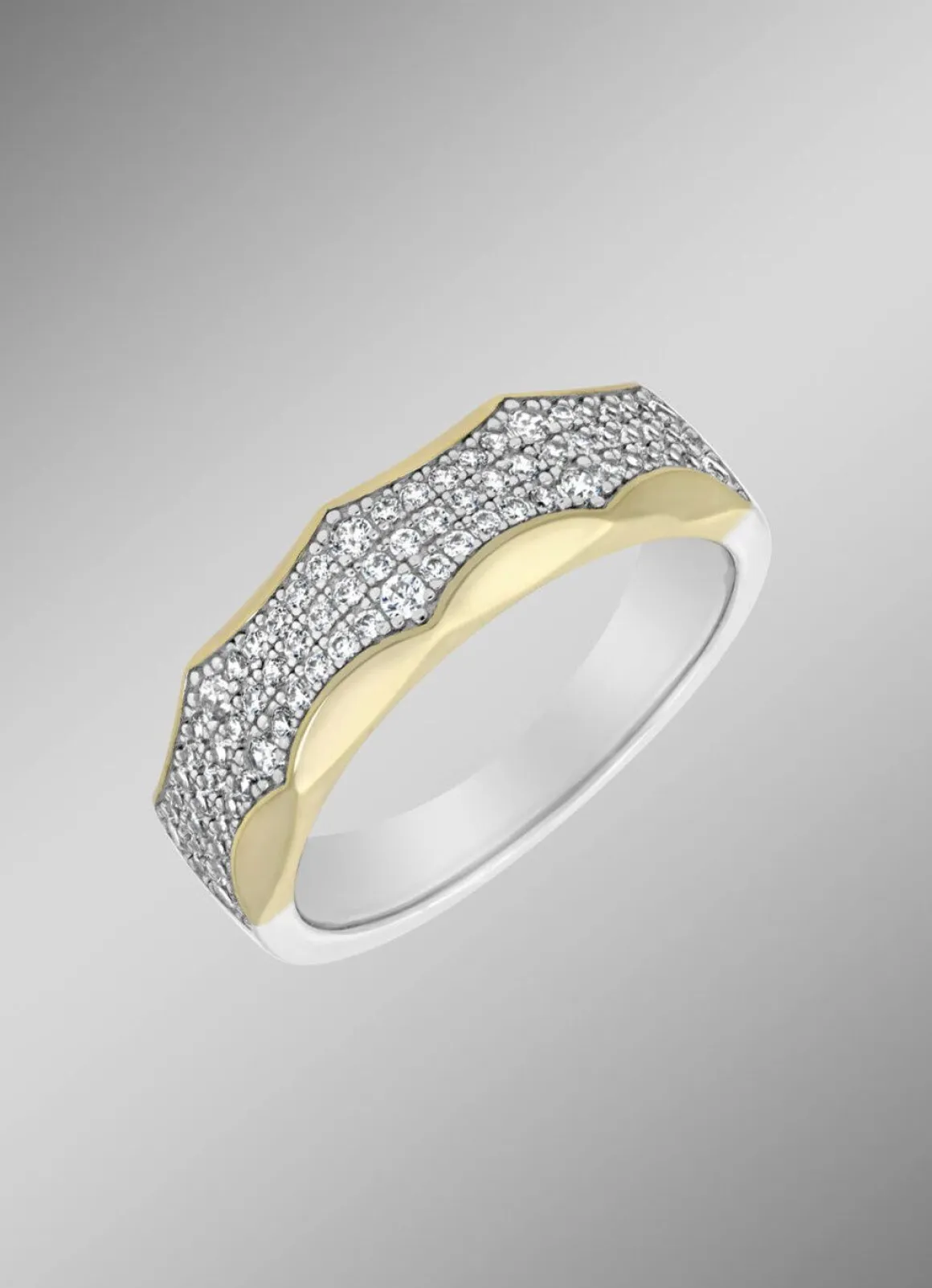 Raffiniertes Design – Damenring mit synth. Zirkonia