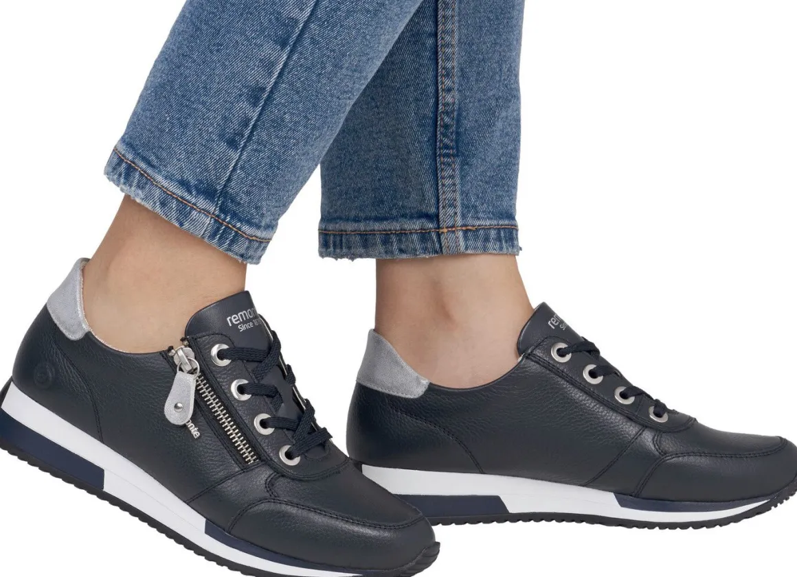 Remonte Schnür-Sneaker mit silberfarben schimmerndem Kontrast-Besatz