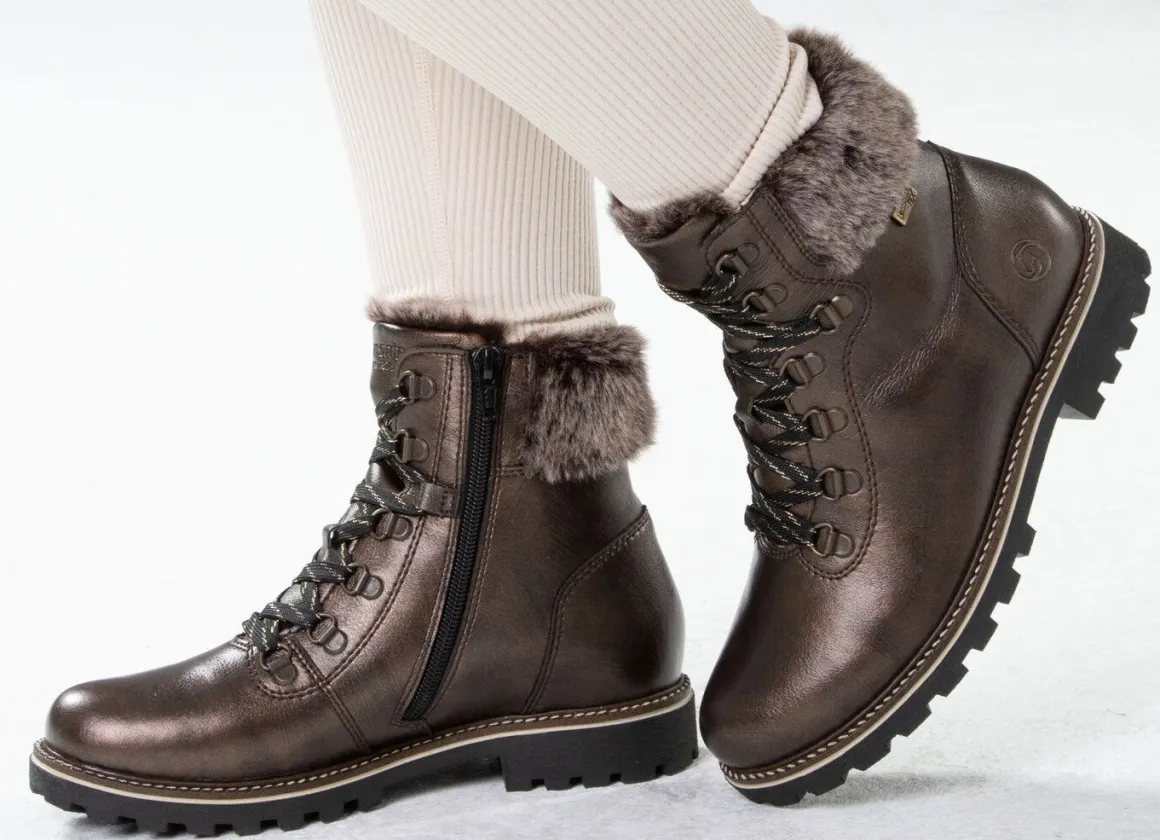 Remonte Schnür-Stiefelette mit Plüschkragen