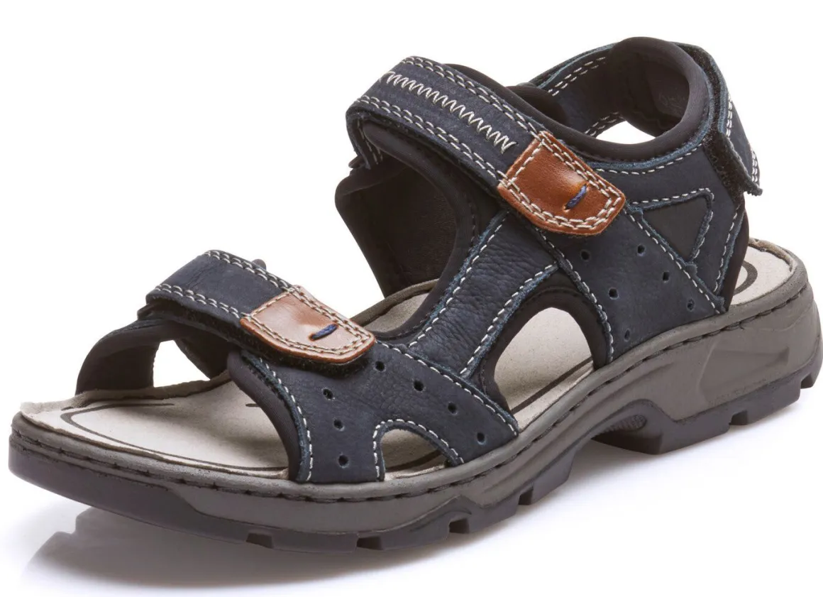 Rieker, klassische Herren-Trekkingsandalen, aus Leder