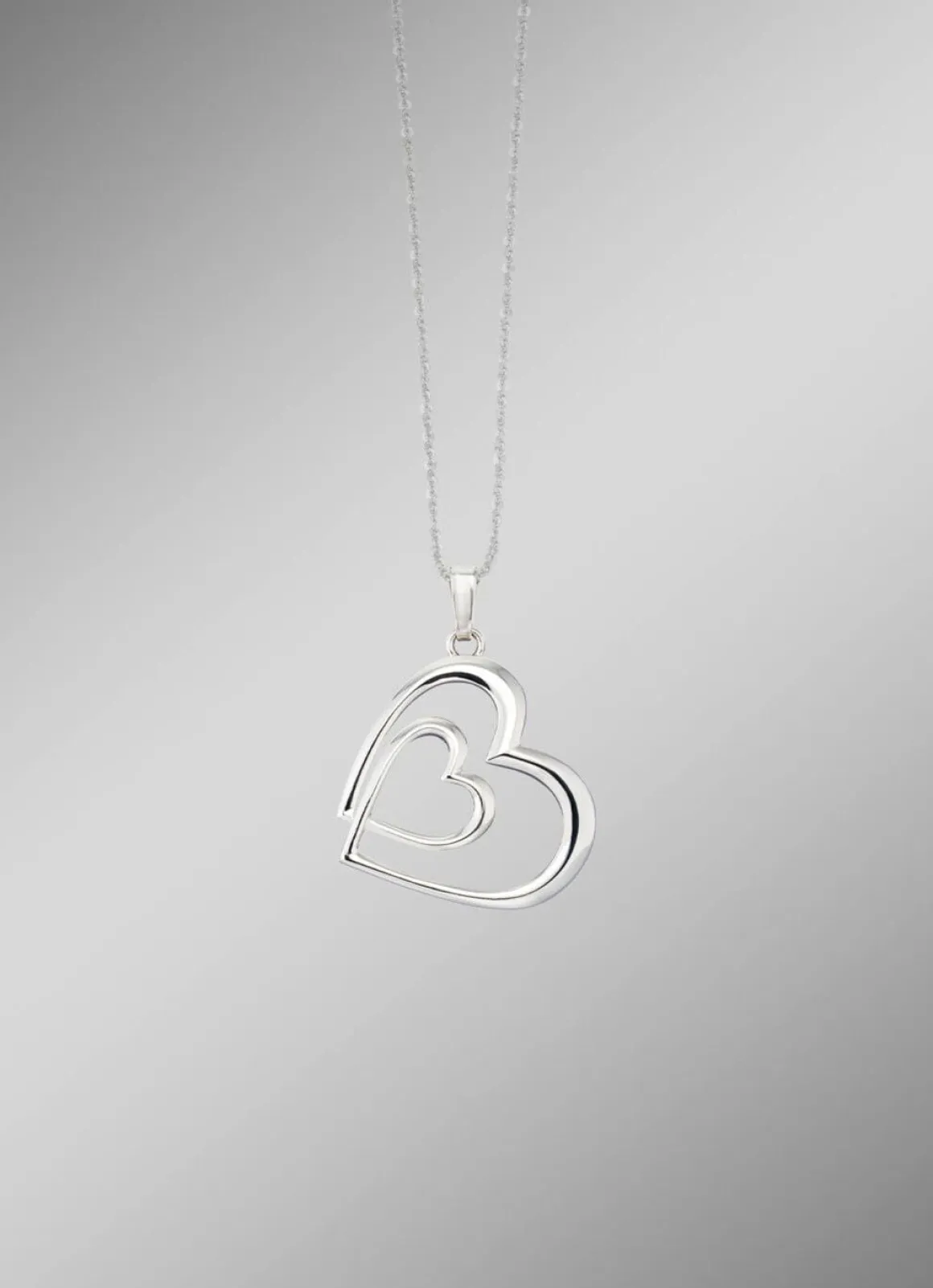 Romantischer Doppelherz-Anhänger in Silber 925/- fein