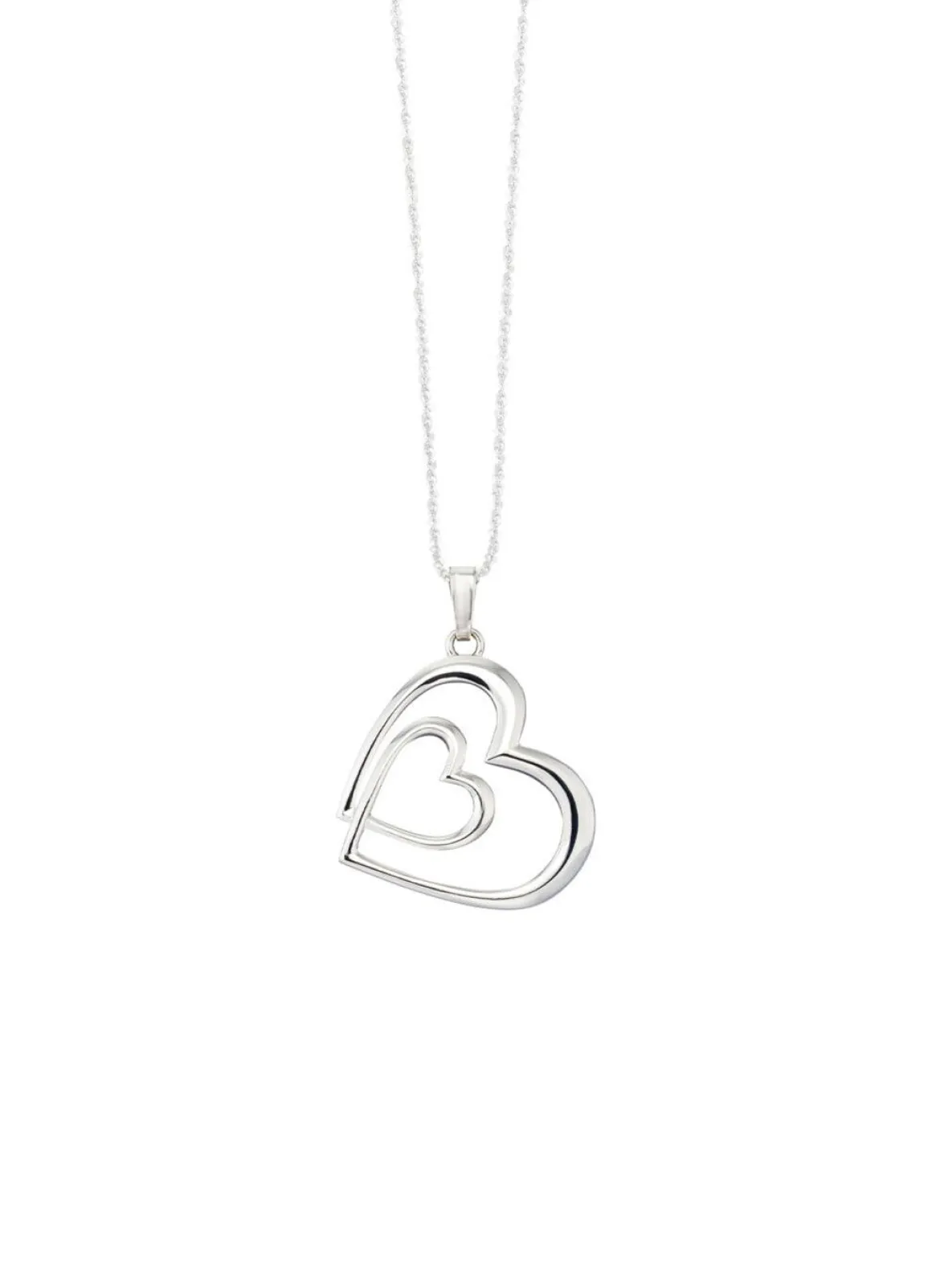 Romantischer Doppelherz-Anhänger in Silber 925/- fein