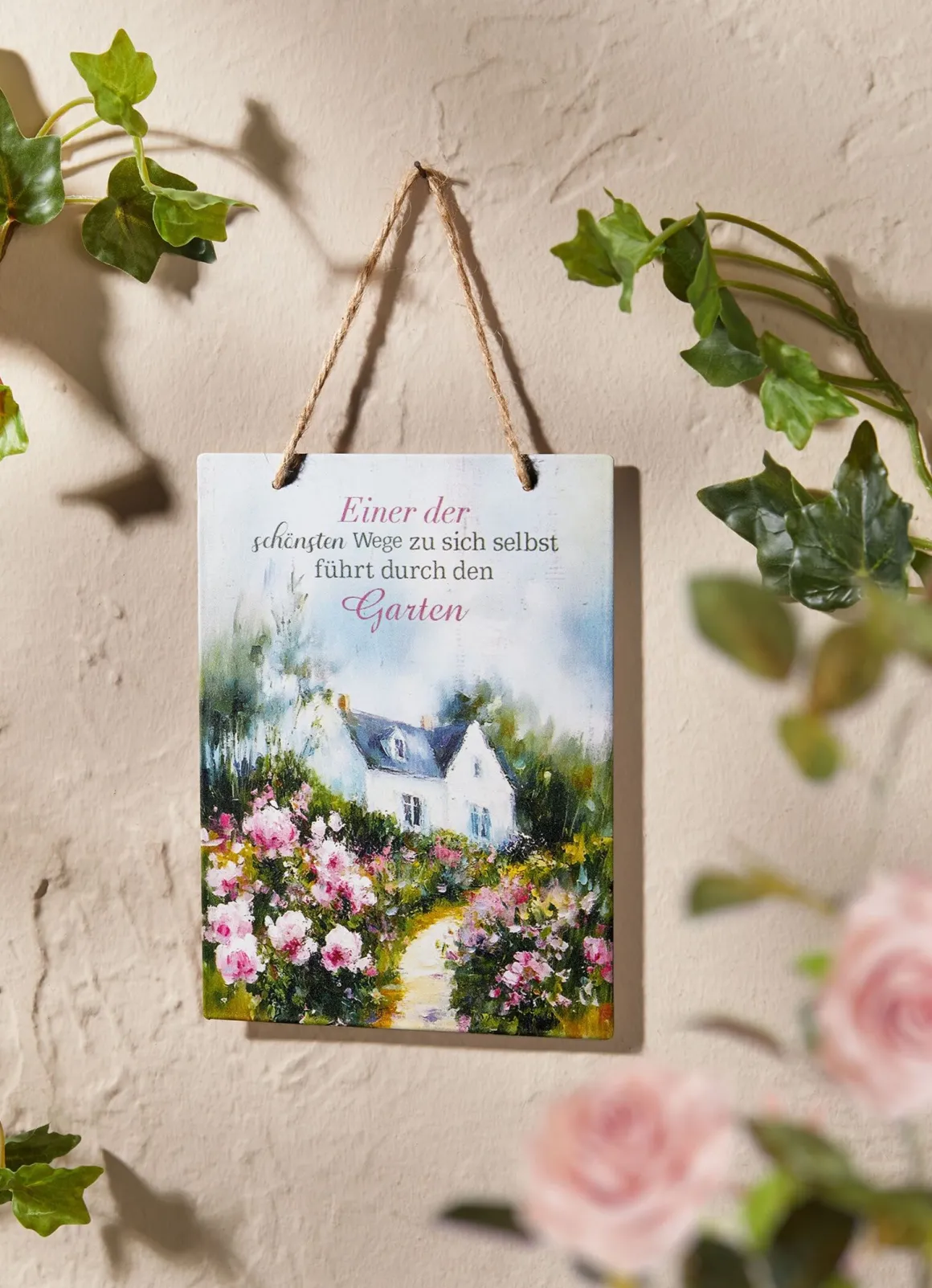 Romantisches Gartenschild aus Metall