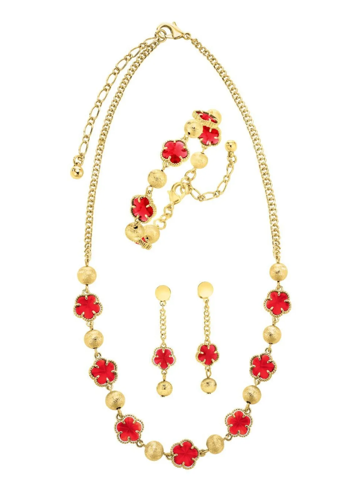 Schmuckset, 3-teilig, im Blumendesign