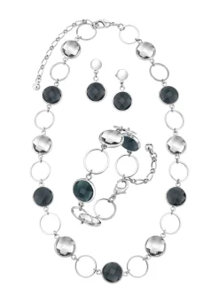 Schmuckset, 3-teilig, mit Kristallsteinen