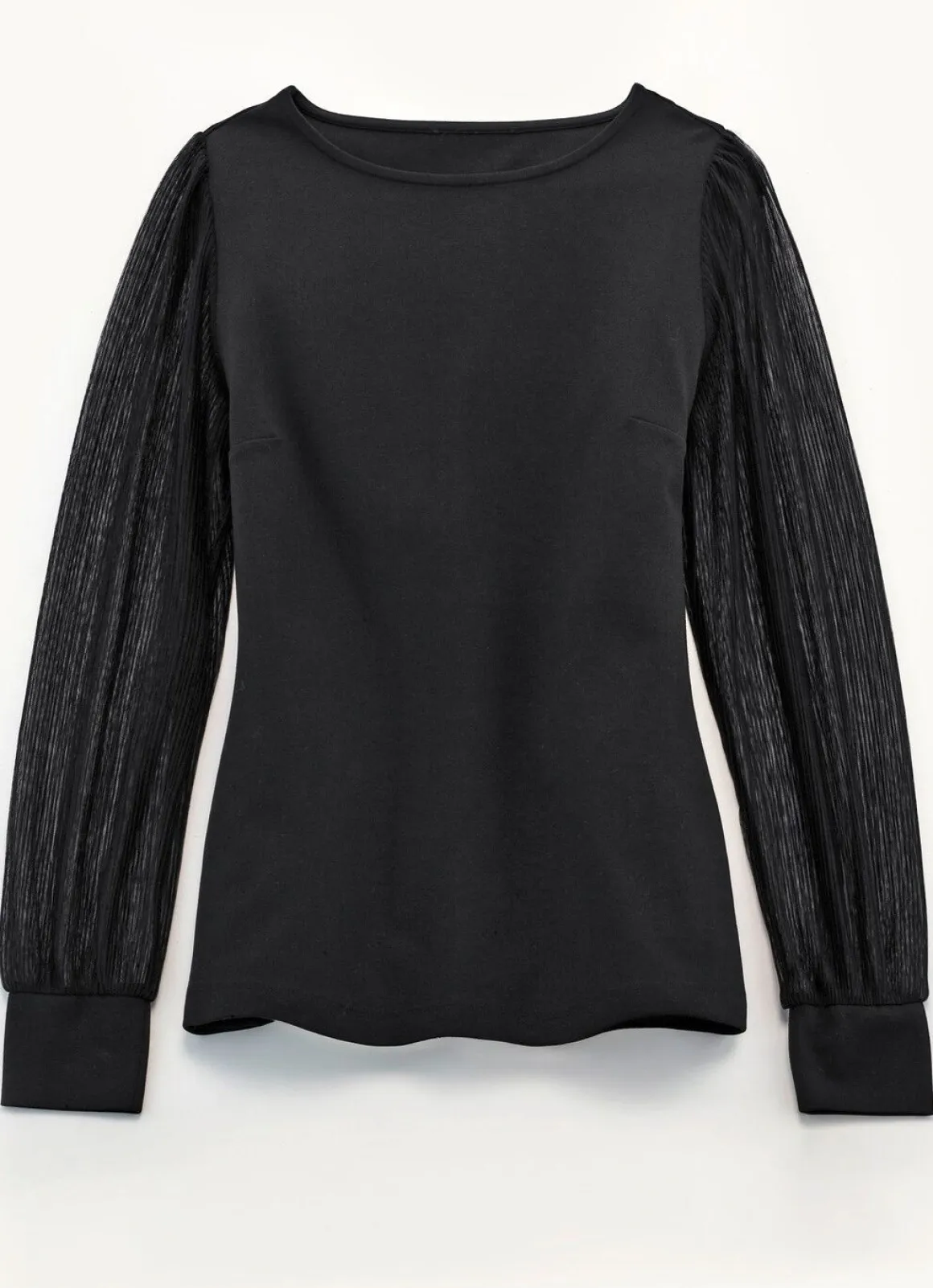 Shirt mit langen, plissierten Chiffonärmeln