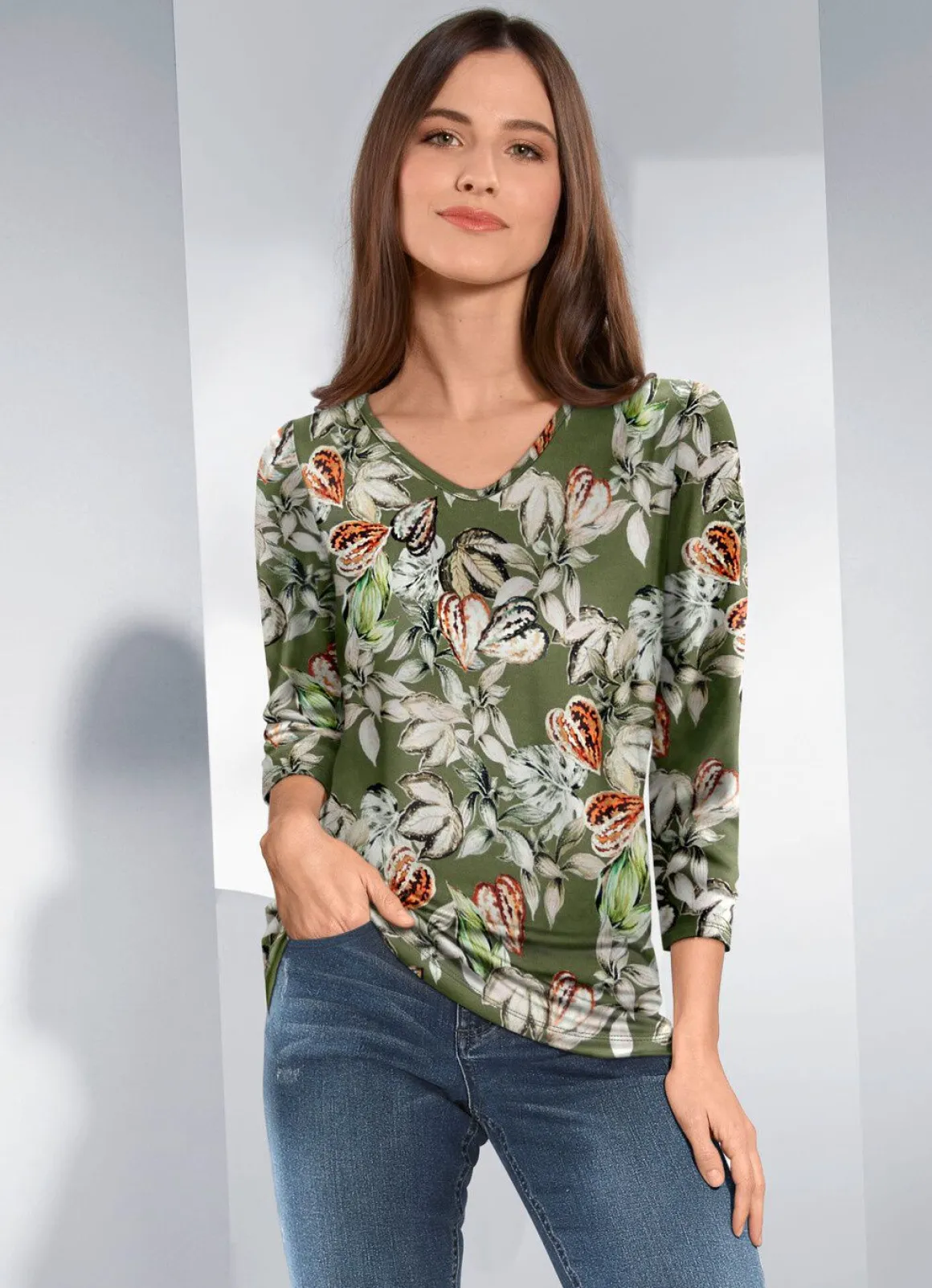 Shirt mit 3/4-langen Ärmeln