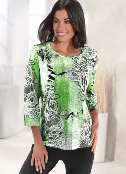 Shirt mit Plättchenzier im Vorderteil in 4 Farben