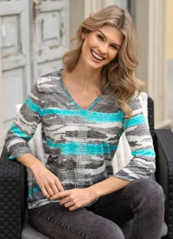 Shirt mit silberfarbenen Zierplättchen