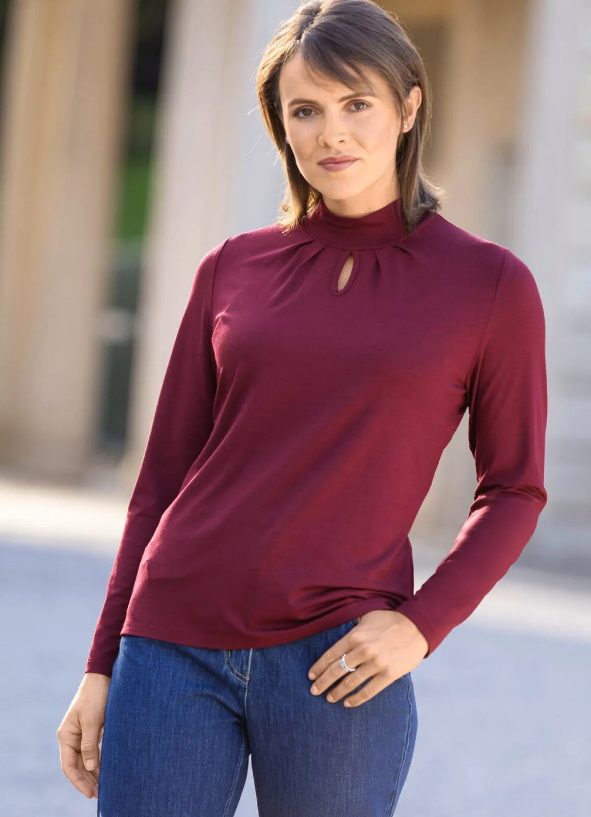 Shirt mit Stehkragen in 2 Farben