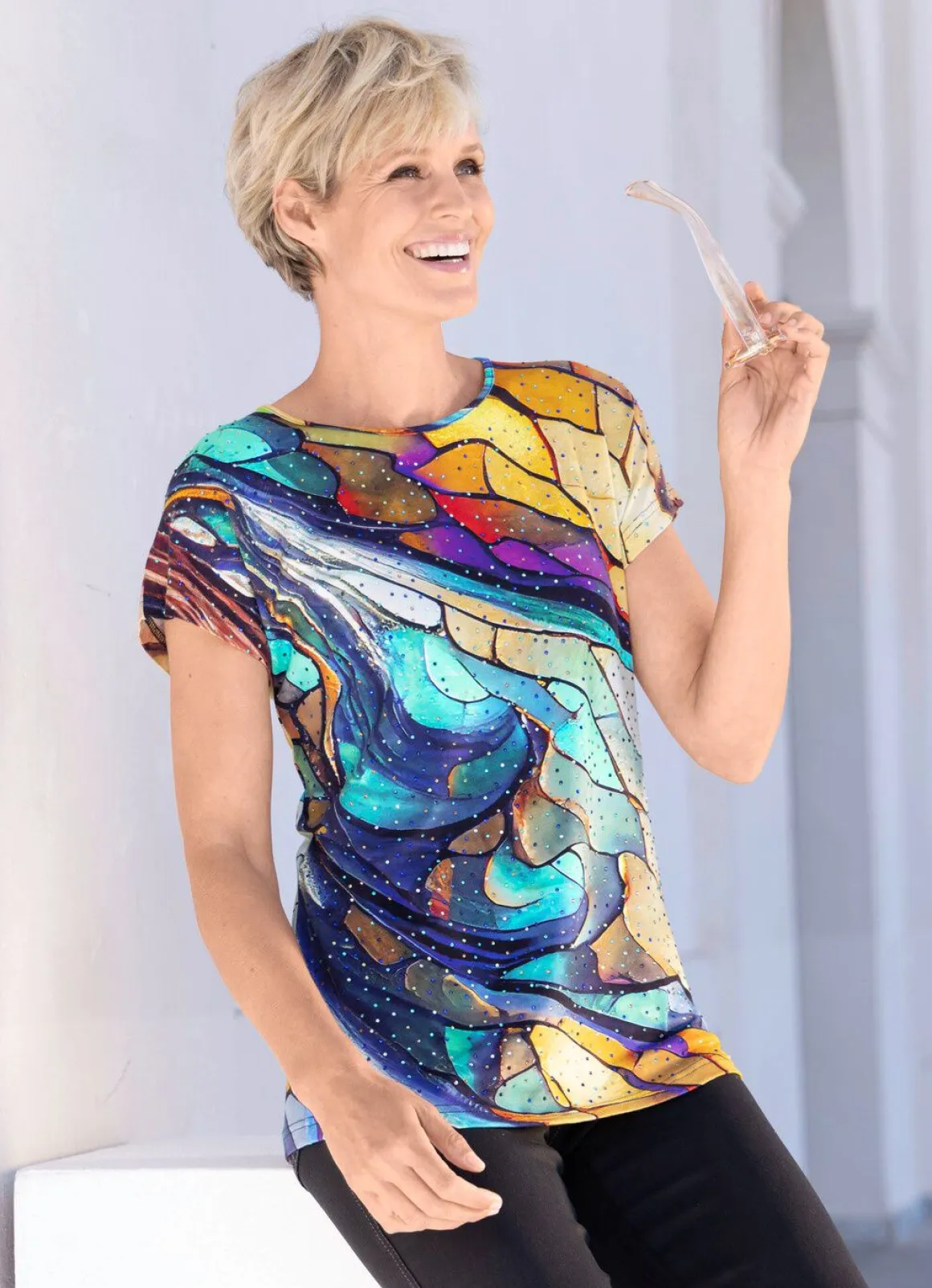 Shirt mit Strasszier