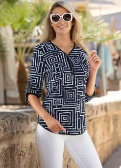 Shirt-Tunika mit Lederimitat-Besatz