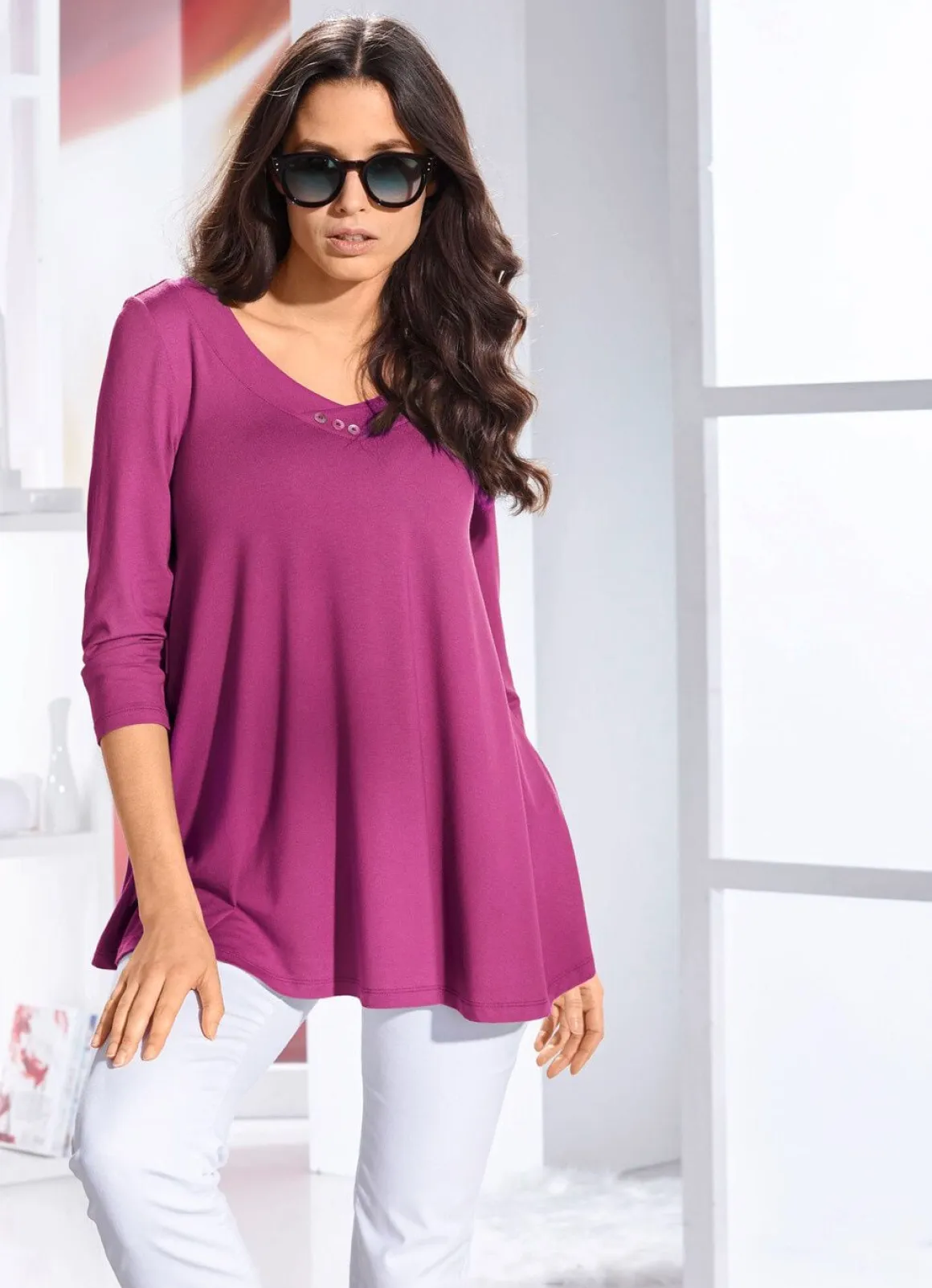 Shirt-Tunika mit Schmuckknöpfen