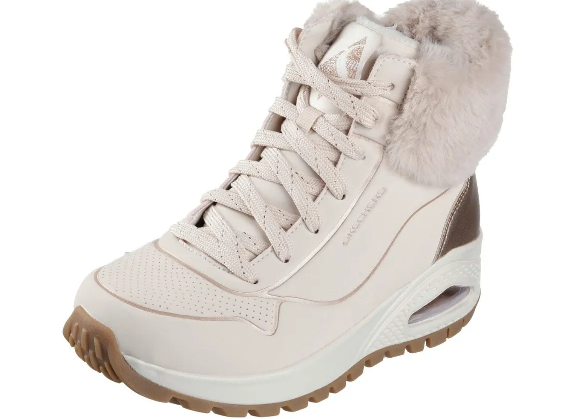 SKECHERS, gefütterte Damen-Boots, Winterschuhe, mit flauschigem Plüschkragen