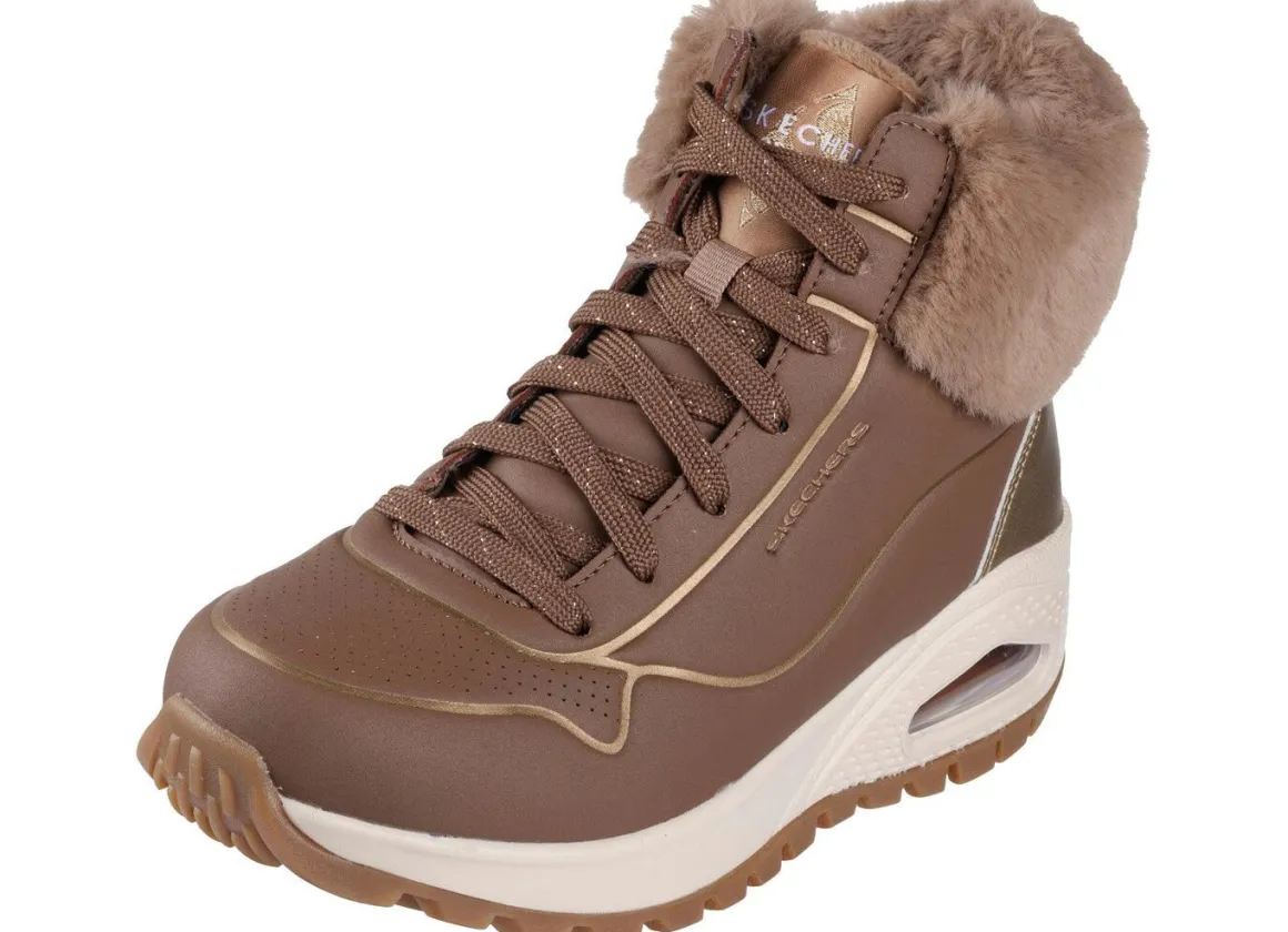 SKECHERS, gefütterte Damen-Boots, Winterschuhe, mit flauschigem Plüschkragen