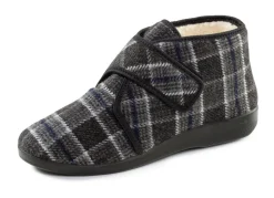 Stiefelette aus kariertem Textilmaterial