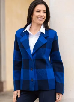 Strickblazer in grafischem Jacquardmuster