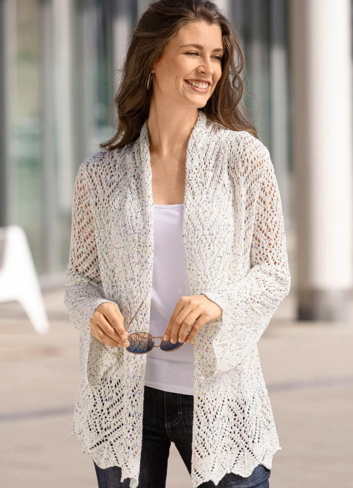 Strickjacke aus Paillettengarn