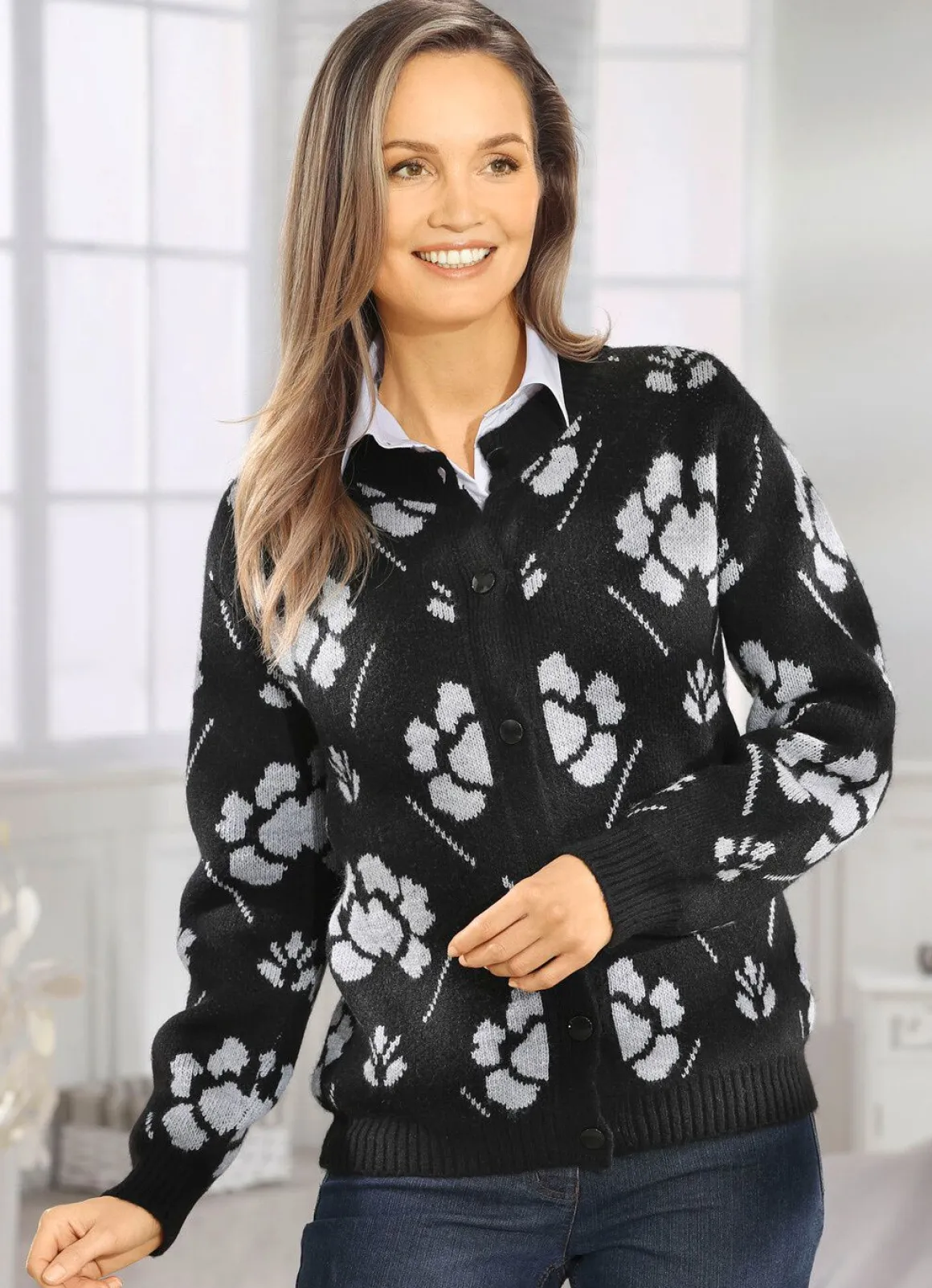 Strickjacke in Jacquard-Dessin