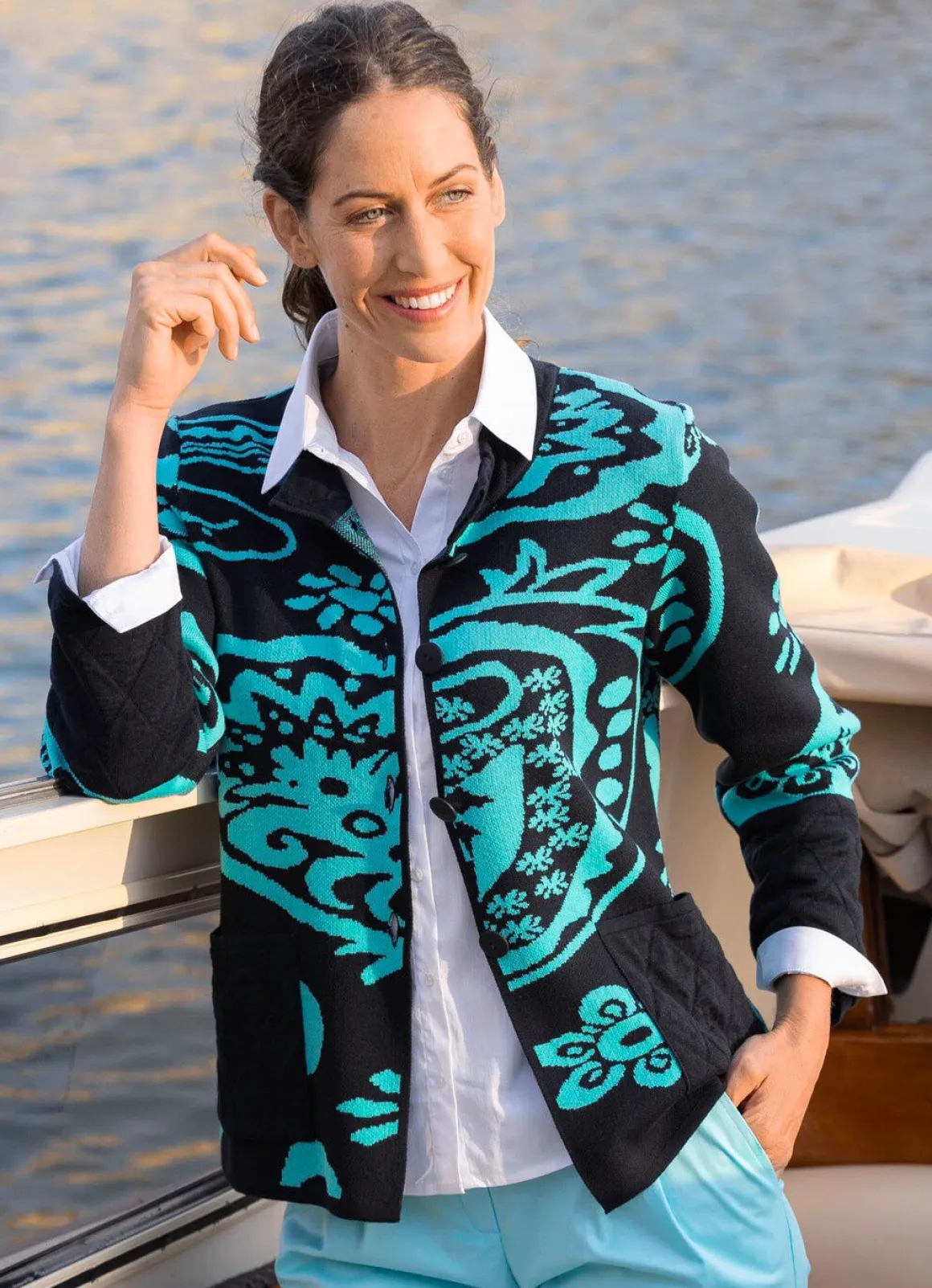 Strickjacke in Jacquard-Dessin