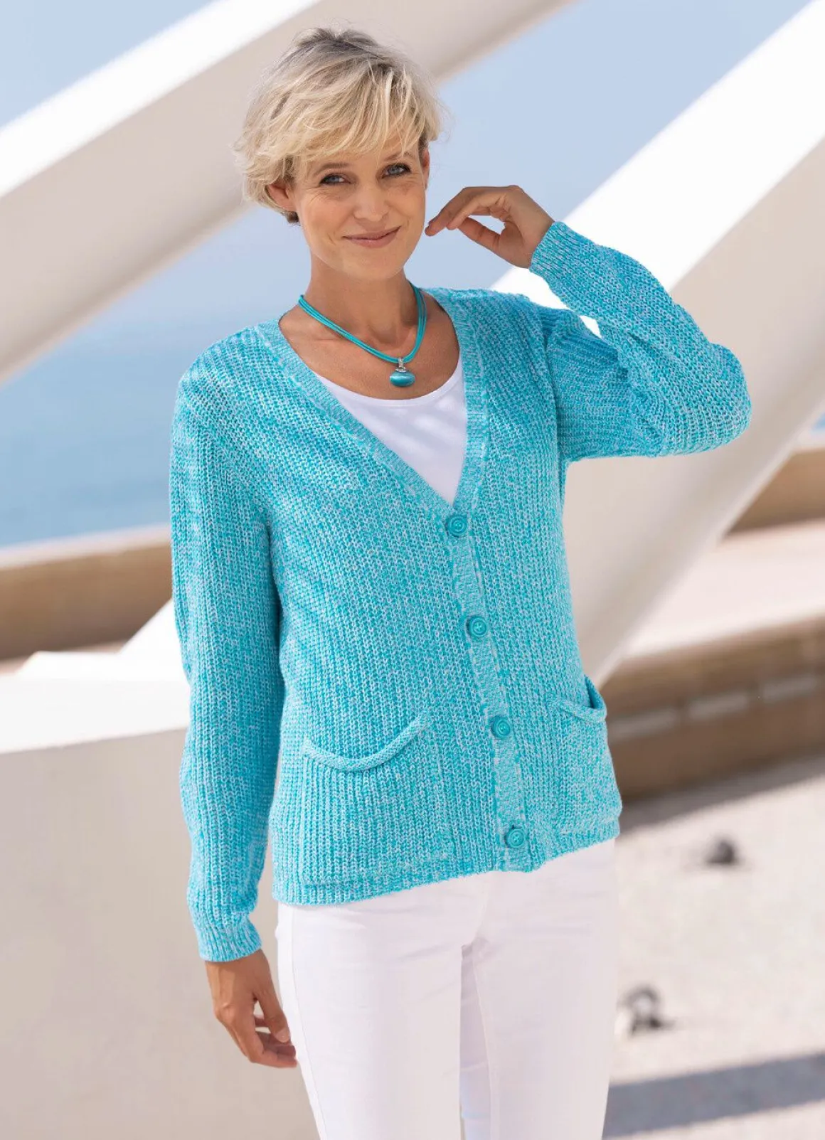 Strickjacke in Perlfang