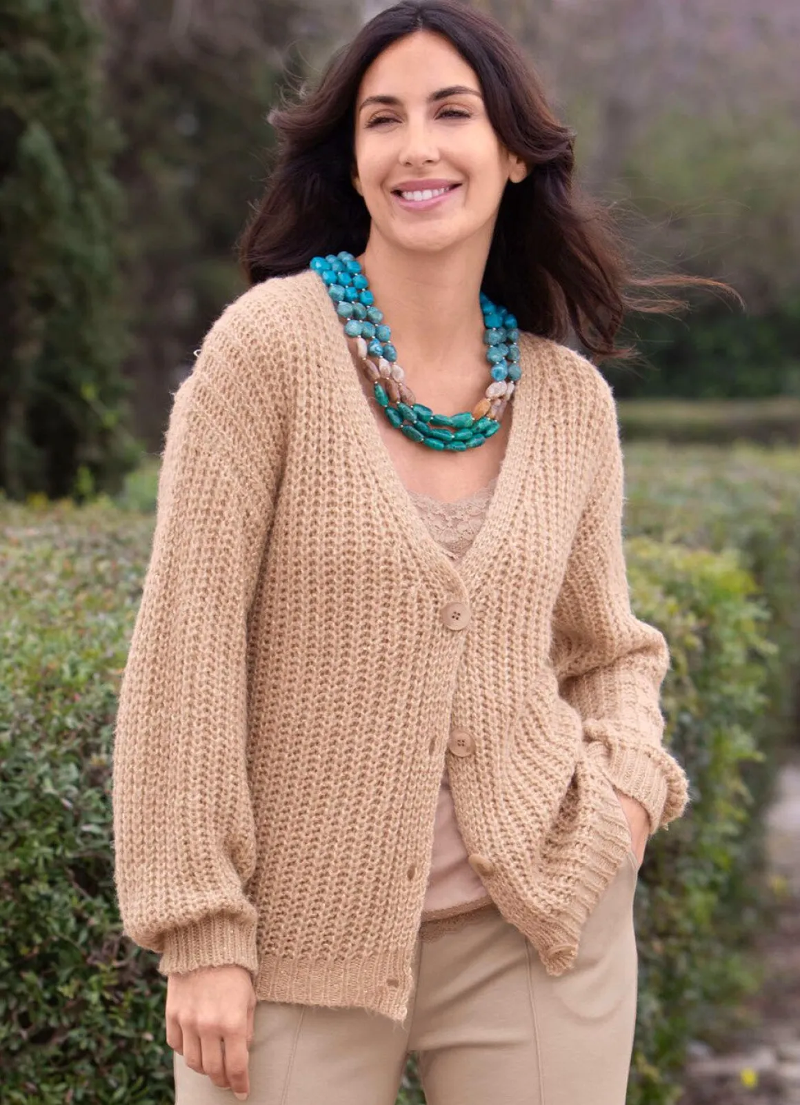 Strickjacke mit Paillettengarn