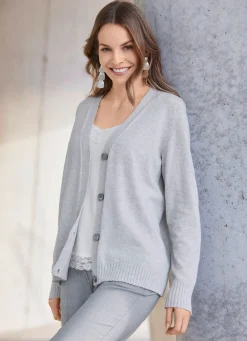 Strickjacke mit Schurwolle und Kaschmir