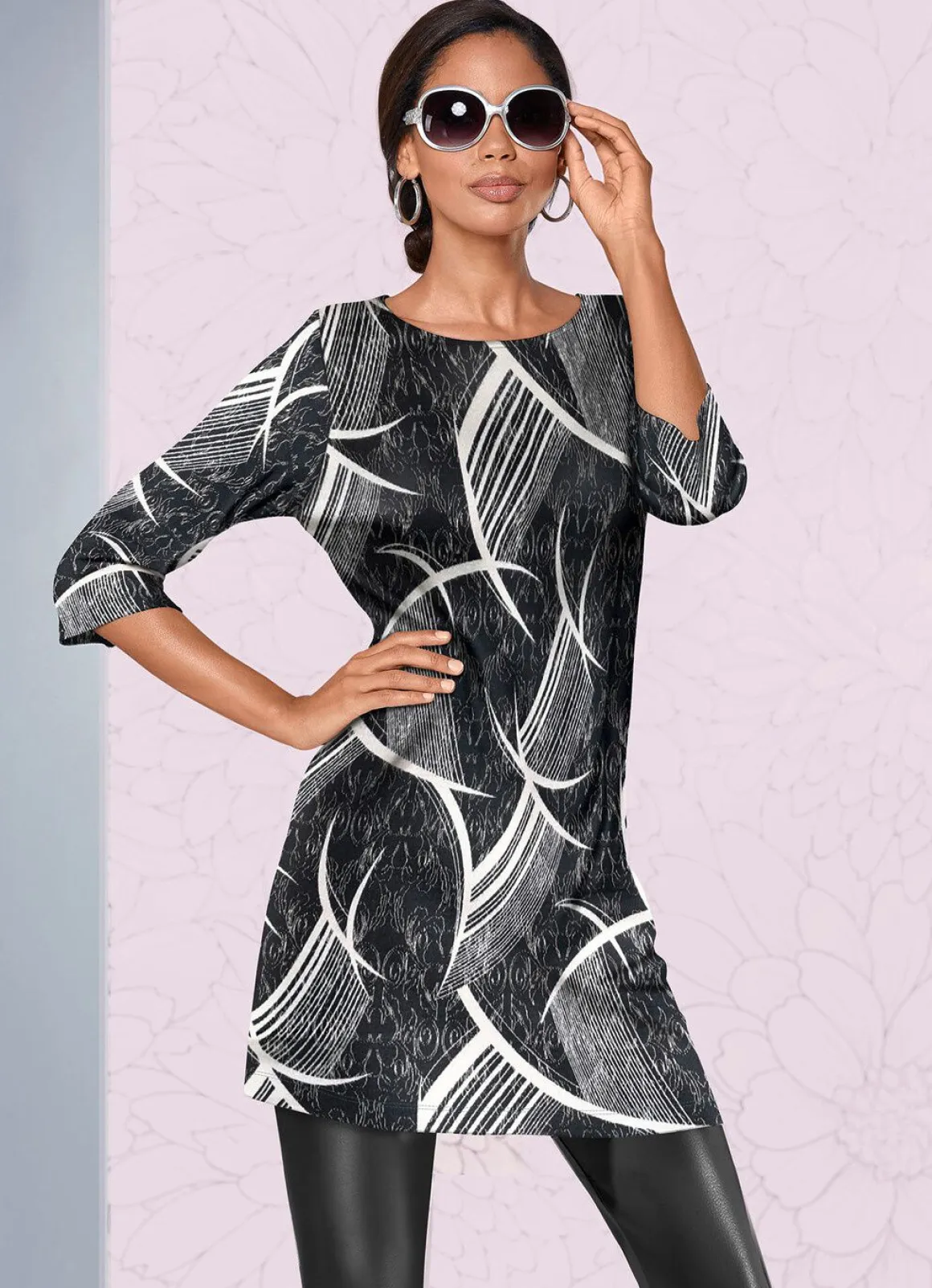 Strick-Tunika in Jacquard-Dessin