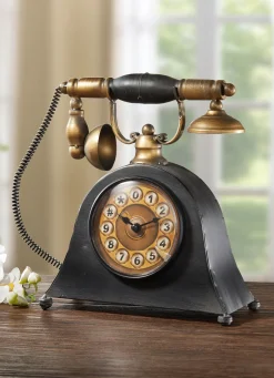 Tischuhr Telefon aus Metall