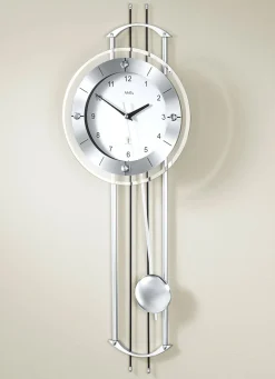 Wanduhr mit Funkuhrwerk und Metallpendel