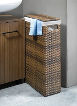 Wäschekorb mit Polyrattan-Geflecht