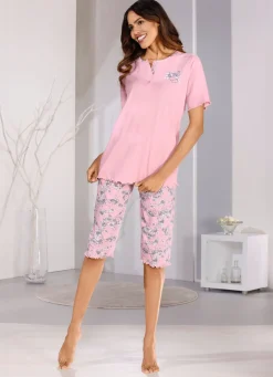 Zweierpack Schlafanzüge mit kurzen Ärmeln und wadenlanger Hose